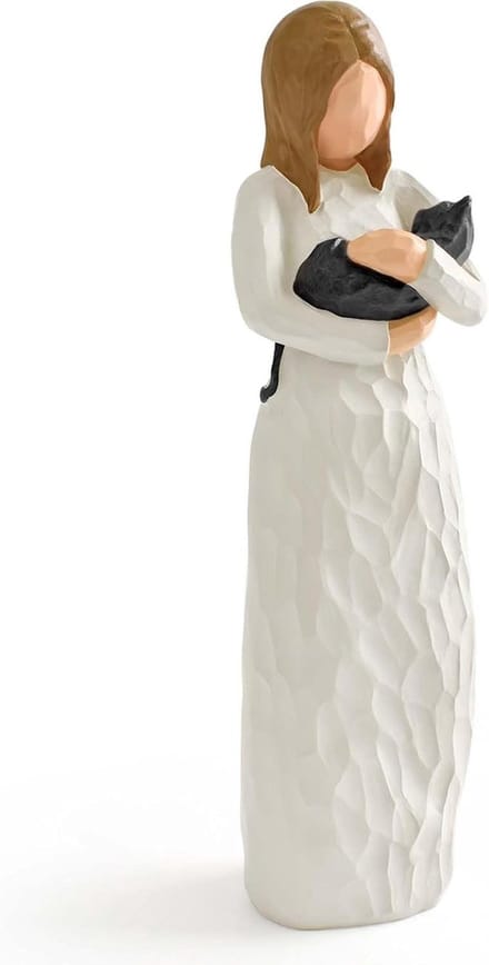 Zwarte Kat Beeldje - Hars Kat Decor - Herdenking Huisdier - Handgeschilderd Hars - 14 cm - Zwart