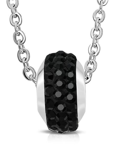 Montebello Ketting Maya Black - 316L Staal - Shamballa - 10x6mm - 45cm