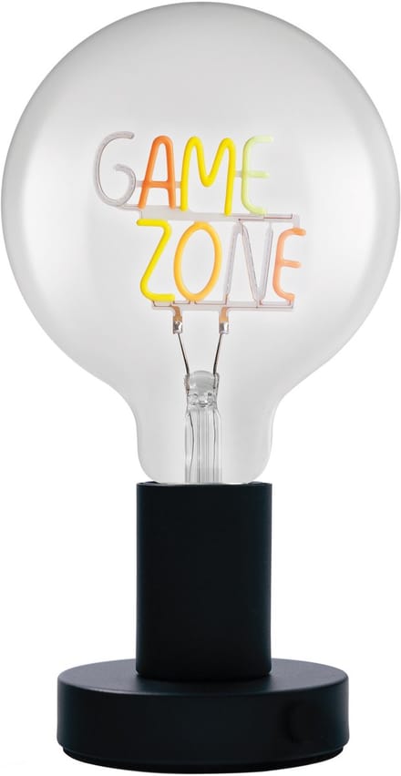 OSRAM 1906 Letter LED tafellamp Game Zone belettering, neon, 1,2W, E27, zwart, koel wit, textielkabel