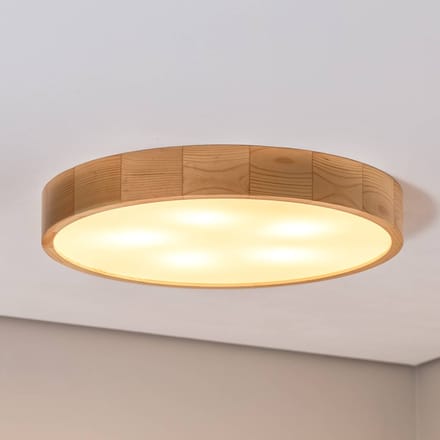 TEMAR LIGHTING Cleo plafondlamp, Ø 57,5cm, 5-lamps, dennenhout, E27