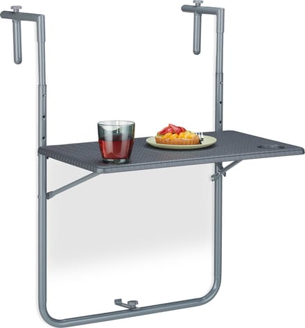 balkontafel hangend - inklapbaar - hoogte verstelbaar (3 hoogtes) - 2 bekerhouders