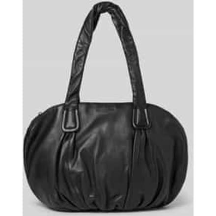 Shopper van echt leer met reliëflogo model 'Lucy'