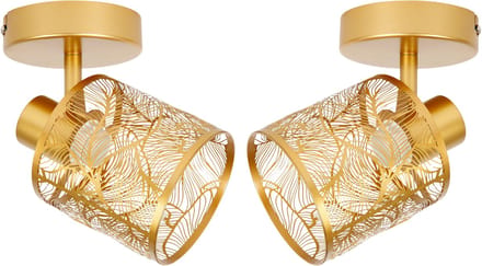 Ostaria Plafond lamp Calathea - 2x - goud - metaal - bewerkt - E27 - interieur decoratie - binnen