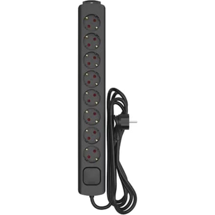 Sencys Stekkerdoos 8-voudig Zwart 3 Meter