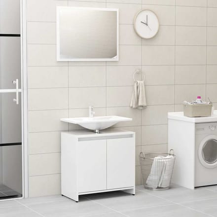 vidaXL - Badkamermeubelset - bewerkt - hout - hoogglans - wit