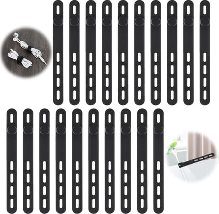 SnelShoppen - Silicone Kabel Organizer, Herbruikbare Kabelbinders met Sluiting, 20 Stuks, 4 Maten, Elastisch, Verstelbaar, Oplaadkabel Klemmen, Kabelh