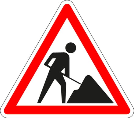 Werk in uitvoering sticker, J16 100 mm