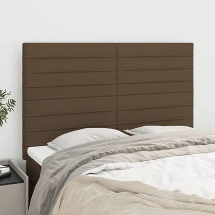 vidaXL - Hoofdbord - donkerbruin - 144x5x118/128 - cm - stof