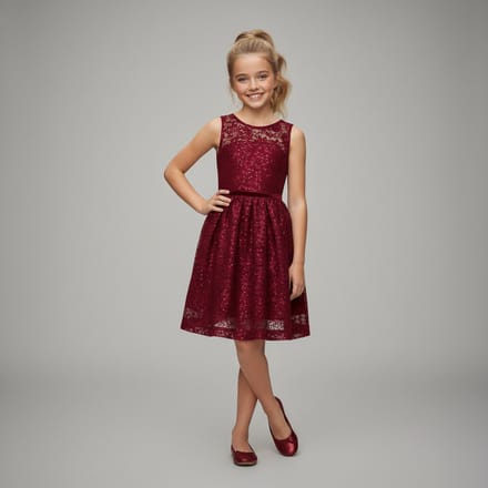 La V Elegante kant jurk met mouwloze Rood 152