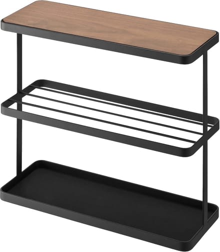 Yamazaki 6707 TOWER Side Table, black, Steel/Wood, 48 x 18 x 44 cm