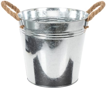 Glanzende metalen emmer met touwgrepen, Ø22cm
