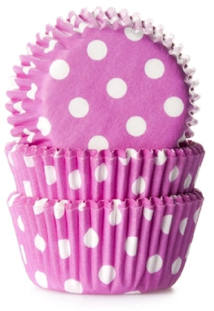 House of Marie MINI Cupcake Vormpjes Stip Roze - pk/60