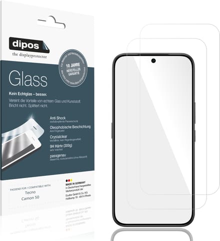 dipos – 2x Pantserfolie geschikt voor Tecno Camon 50 | 9H Screenprotector