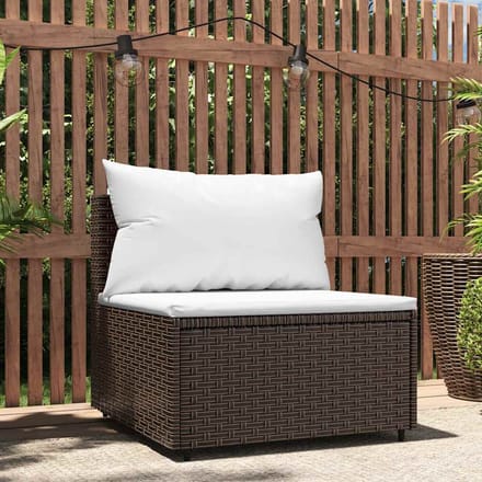 vidaXL - Tuinmiddenbank - met - kussens - poly - rattan - bruin
