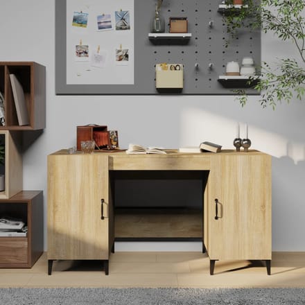 vidaXL - Bureau - 140x50x75 - cm - bewerkt - hout - sonoma - eikenkleurig