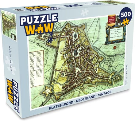 Puzzel Plattegrond - Nederland - Vintage - Legpuzzel - Puzzel 500 stukjes - Stadskaart