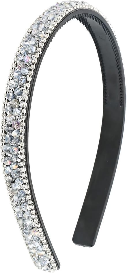 Glanzende Strass Hoofdband Zilver Grijs met Kam - Sprankelend Haaraccessoire Dames