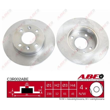 Remschijf ABE C3R002 voorkant, compleet, 1 Stuk