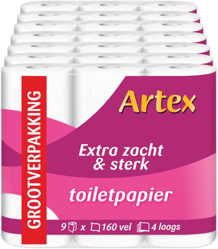Artex Zacht & Sterk toiletpapier - 4-laags wc papier - 63 rollen (7x9)