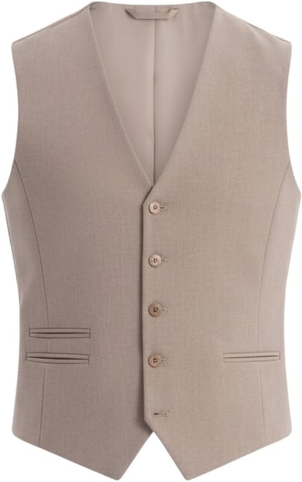 OMBRE Gilet - Slim Fit - Knopen - Effen Beige XXL