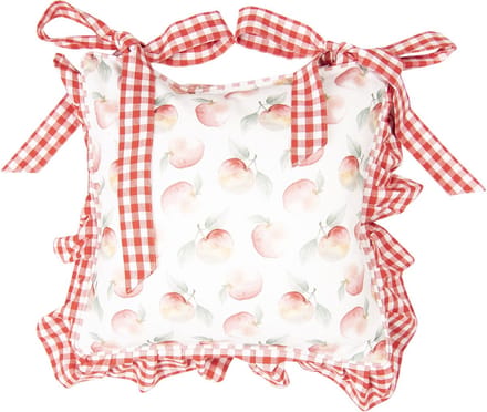 Clayre & Eef Kussenhoes Stoelkussen 40x40 cm Wit Rood Katoen Appels