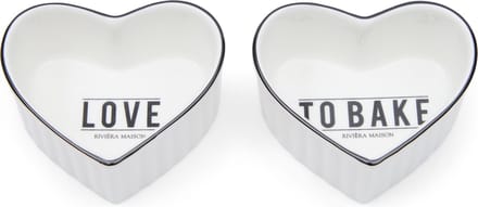 Riviera Maison Love To Bake Bowl 2 pcs - Porselein - Wit - 8.5x7.5x4.0 cm
