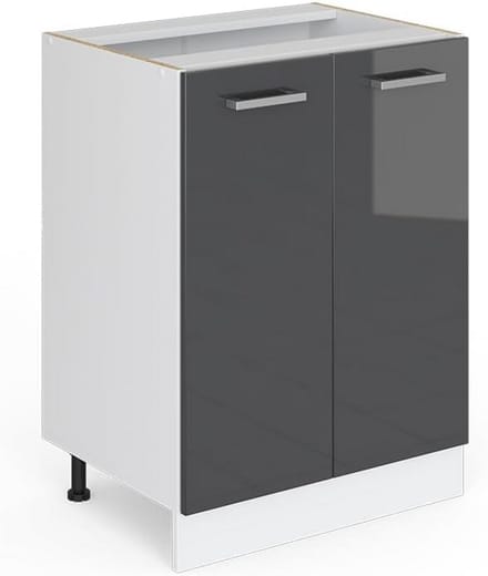 Onderkast Keuken 60 cm R-Line Antraciet Hoogglans met Witte Basis