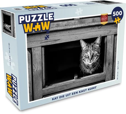 Puzzel Kat die uit een kast komt - Legpuzzel - Puzzel 500 stukjes