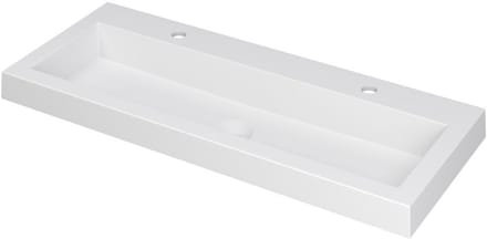 INK Dock Wastafel Polystone met 2 Kraangaten - 1000x400x60 mm - Mat Wit