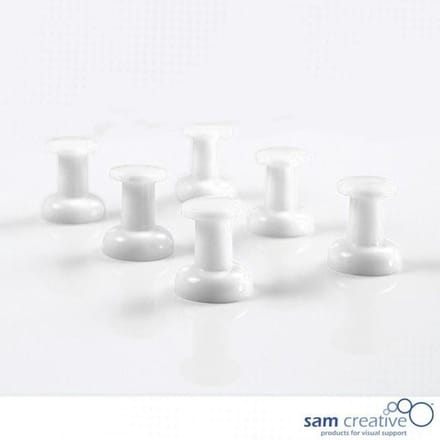 Sam Creative Whiteboard Magneten - Prikbord Jumbo Pins - 20mm - Wit - 6 stuks