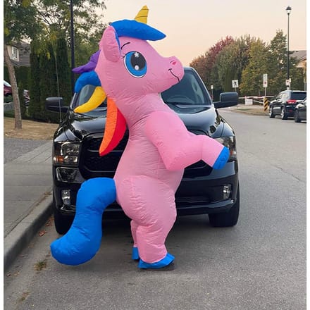 Opblaasbaar Pegasus mascottekostuum, voor volwassenen 160-190cm roze