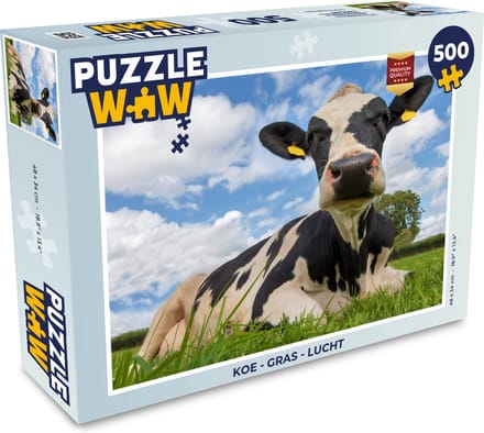 Puzzel Koe - Gras - Lucht - Legpuzzel - Puzzel 500 stukjes