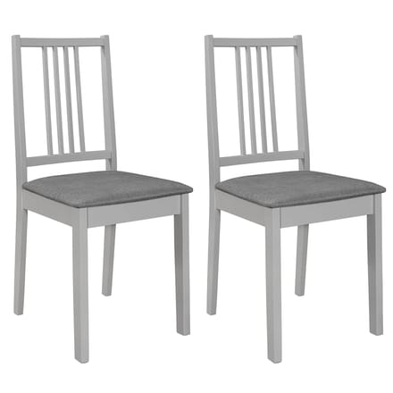 vidaXL - Eetkamerstoelen - met - kussens - 2 - st - massief - hout - grijs