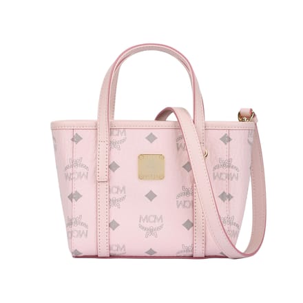 MCM Toni Logo Print Mand Schouder Crossbody Tas Mini Dames Handtas Light-Mist-Pink MWPFSMT03QH001 Basic Set (Bag+Dust Bag) white