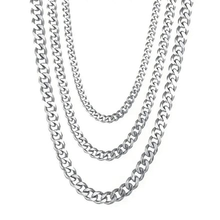 Livano Ketting - Heren - Staal - Nep zilver - Met Hanger - 3mm x 50cm