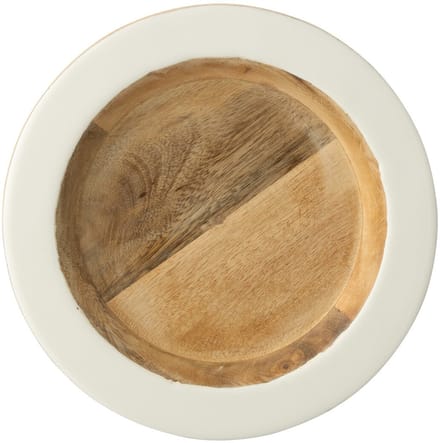 J-Line decoratie Plateau - hout - wit/naturel - small