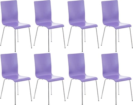 CLP Pepe Set van 8 Wachtkamerstoelen - Houten zitting purper