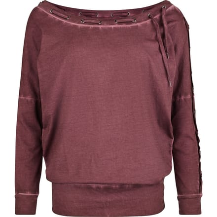 R.E.D. Rock-Engineered Design bordeaux gemêleerd shirt met lange mouwen en veter - Dames - M