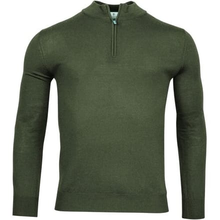 Thomas Maine Trui Fine Merino Skipper Half Zip Single Knit Donker Groen / male