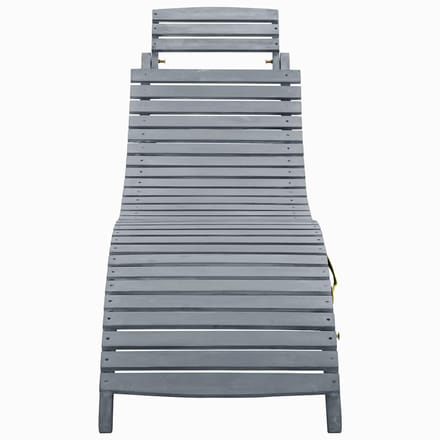 vidaXL - Ligbed - met - kussen - massief - acaciahout - grijs