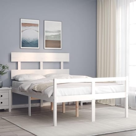 Houten Bedframe - Massief Hout - Comfortabel Slapen - Rustieke Look - 120 x 200 cm - Wit