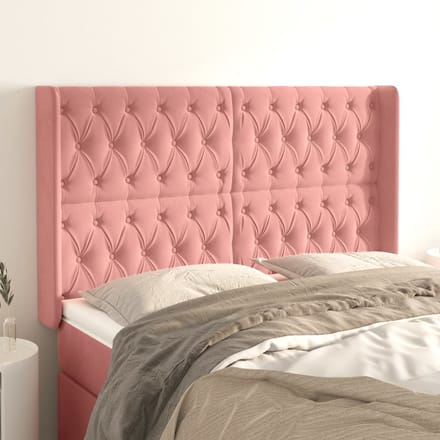 vidaXL - Hoofdbord - met - randen - 163x16x118/128 - cm - fluweel - roze
