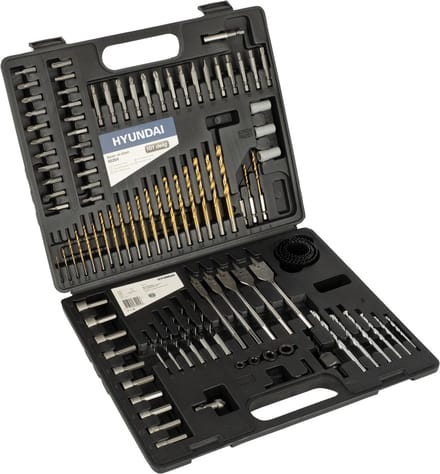 Hyundai borenset en bitset 101-delig in opbergkoffer - boren en bits voor hout / metaal / steen