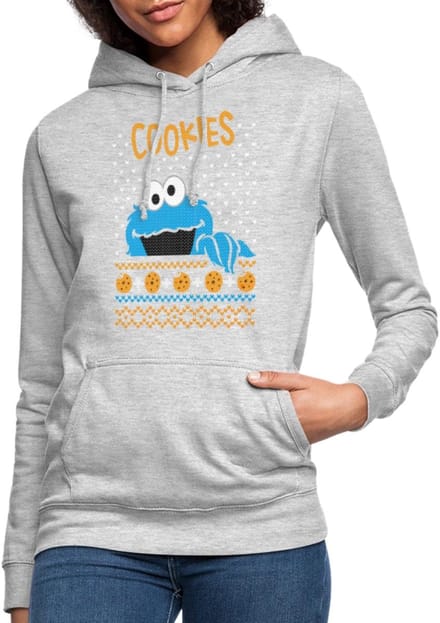Sesamstraat Koekiemonster Cookies Lelijk Kerst Hoodie Dames