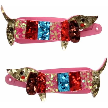 Glitter haarspeld Rex London Sausage Dog (x2)