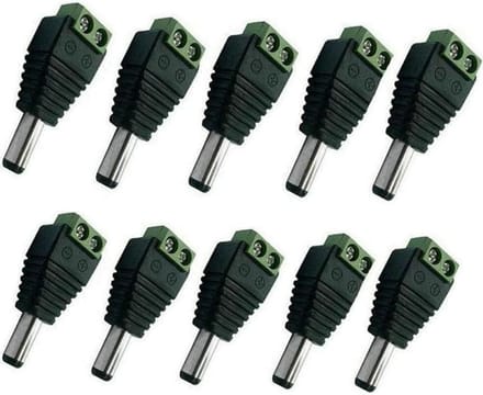 10 Stuks DC Voedingskabel Mannelijke Connector Plug 5.5mm x 2.1mm voor CCTV Camera
