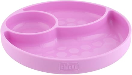 Siliconen Bordje Met Vakken En Zuignap Roze 12M+