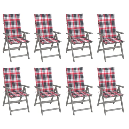 vidaXL - Tuinstoelen - 8 - st - verstelbaar - met - kussens - acaciahout - grijs