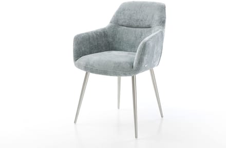 Gestoffeerde-stoel Pejo-Flex 4-poot conisch roestvrij staal chenille pastelblauw pocketveer kern