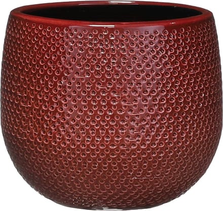 Mica Decorations Bloempot - bordeaux - keramiek - 16 x 14 cm - plantenpotten